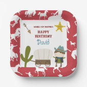 Süßer roter Pferd-Cowboy-Junge-Geburtstag Pappteller (Vorderseite)