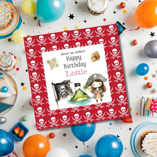 Süßer roter Pirat Kindergeburtstag Serviette