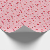 Süßer Roter & Rosa Lippenstift Kuss Valentinstag Geschenkpapier (Ecke)