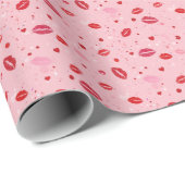 Süßer Roter & Rosa Lippenstift Kuss Valentinstag Geschenkpapier (Rolleneckpunkt)