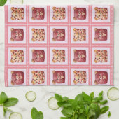 Süßer Roter Samt Patchwork-Keks-Teddybär Geschirrtuch (Gefaltet)