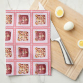 Süßer Roter Samt Patchwork-Keks-Teddybär Geschirrtuch (Viertel Falte)