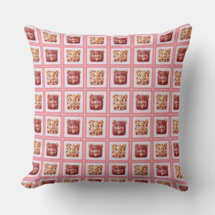 Süßer Roter Samt Patchwork-Keks-Teddybär Kissen
