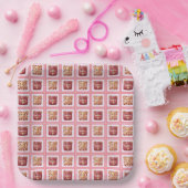 Süßer Roter Samt Patchwork-Keks-Teddybär Pappteller (Party)