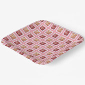 Süßer Roter Samt Patchwork-Keks-Teddybär Pappteller (Gewinkelt)