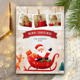 Süßer roter Schlitten Santa Claus Foto Weihnachten