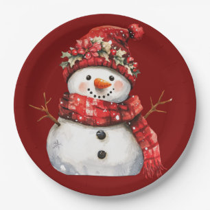 Süßer roter Schneemann Weihnachten  Pappteller