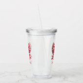 Süßer roter und cremefarbener Gingham-Bogen Acryltrinkbecher (Links)