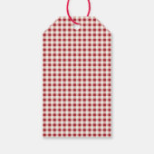 Süßer roter und cremefarbener Gingham-Bogen Geschenkanhänger (Rückseite)
