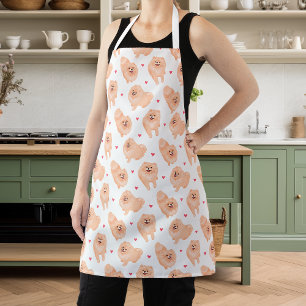 Süßer roter und weißer Pomeranian-Pet Schürze