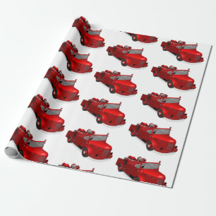 Süßer roter Vintage-Feuerwehrauto Geschenkpapier