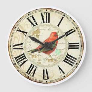 süßer roter Vogel römische Zahlen Große Wanduhr
