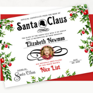 Süßer roter Weihnachtsmann Böse-Nice-Liste Offizie Feiertagskarte