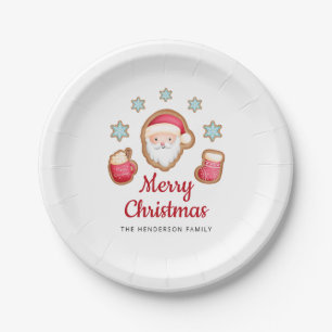 Süßer roter Weihnachtsmann Frohe Weihnachten Pappteller