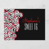 Süßer roter Zebraherzen Bonbon 16 Postkarte (Vorderseite)