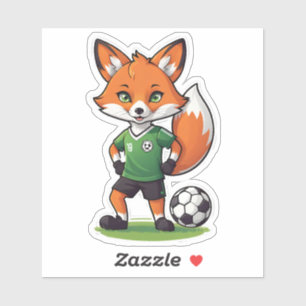 Süßer Rotfuchs spielt Fußball Aufkleber
