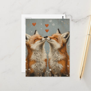 Süßer Rotfuchs verliebt Postkarte
