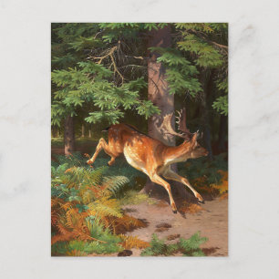 Süßer Rothirsch im Wald Postkarte