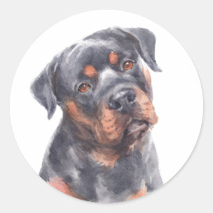 Süßer Rottie-Welpe Rottweiler Wasserfarbe Runder Aufkleber