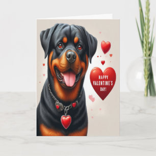 Süßer Rottweiler-Hund Frohen Valentinstag Feiertagskarte