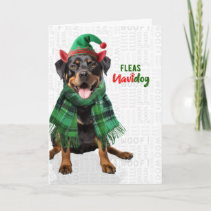 Süßer Rottweiler-Hund Lustige Flöhe Navidog Weihna Feiertagskarte