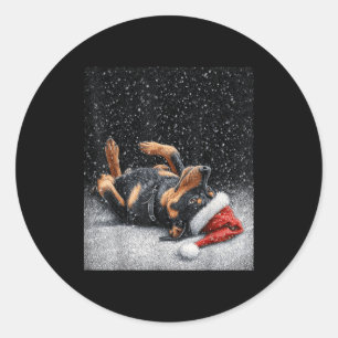 Süßer Rottweiler Lustiges Weihnachten Runder Aufkleber