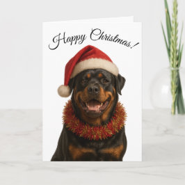Süßer Rottweiler mit Weihnachtsmannmütze Weihnacht Feiertagskarte