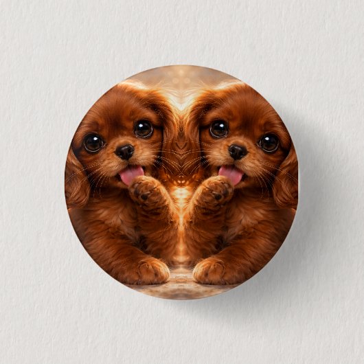 Süßer Ruby Cavalier Spaniel Button (Vorderseite)