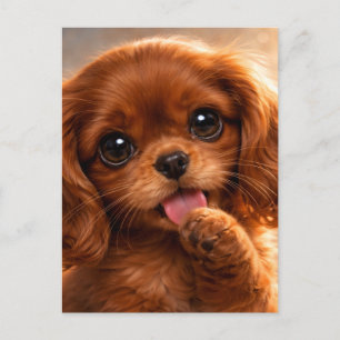 Süßer Ruby Cavalier Spaniel Postkarte