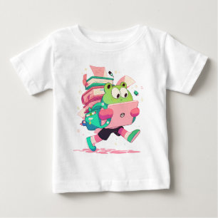 Süßer Rückkehr-zur-Schule-Frosch mit Büchern und R Baby T-shirt