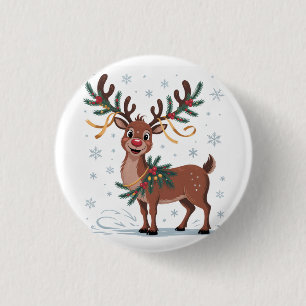 Süßer Rudolph mit goldenen Akzenten Button