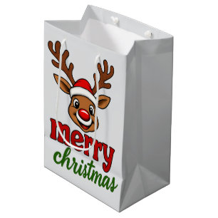 Süßer Rudolph-Rentier Frohe Weihnachten Mittlere Geschenktüte