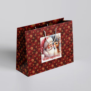 Süßer Rudolph und Santa-Kinder-Weihnachtsgeschenk Große Geschenktüte