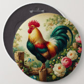 Süßer rustikaler/antiker Hahn Button (Vorne & Hinten)