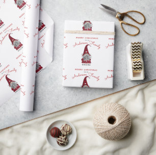Süßer rustikaler Frohe Weihnachten Familien-Gnom-H Geschenkpapier