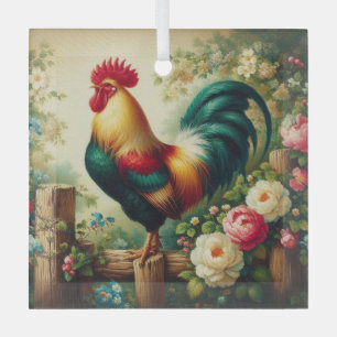 Süßer rustikaler/retro Hahn Ornament Aus Glas