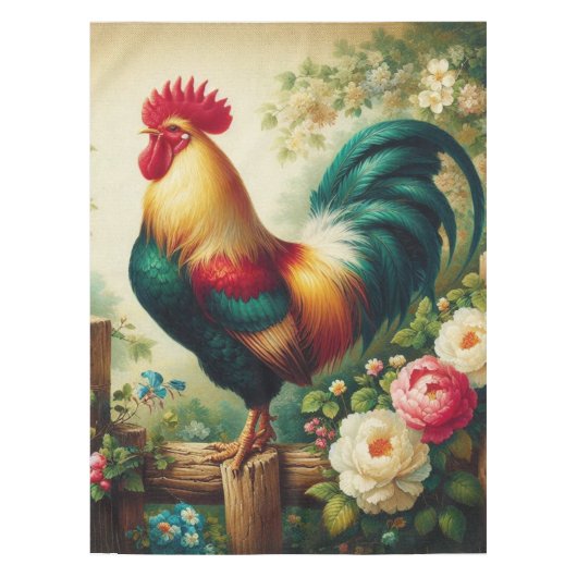 Süßer rustikaler/retro Hahn Tischdecke (Vorderseite)