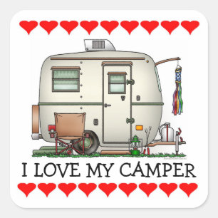 Süßer RV Vintage Glas Ei Camper Reisemobil Quadratischer Aufkleber