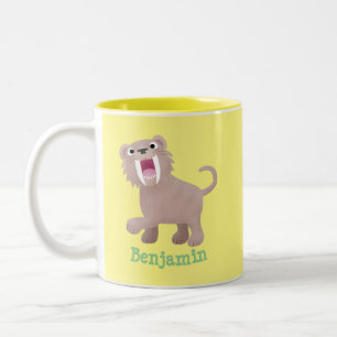 Süßer Säbelzahn-Tiger Smilodon Cartoon Zweifarbige Tasse