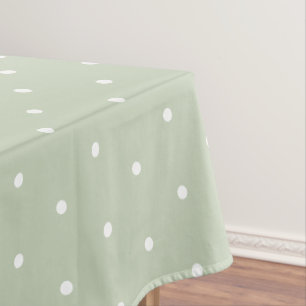 Süßer Salbei-Grün Weiße Tupfen Vintage Tischdecke