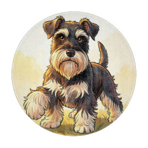 Süßer Salz-und-Pfeffer-Schnauzer-Welpe Schneidebrett