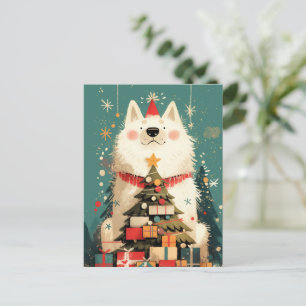 Süßer Samojede-Hund mit Weihnachten