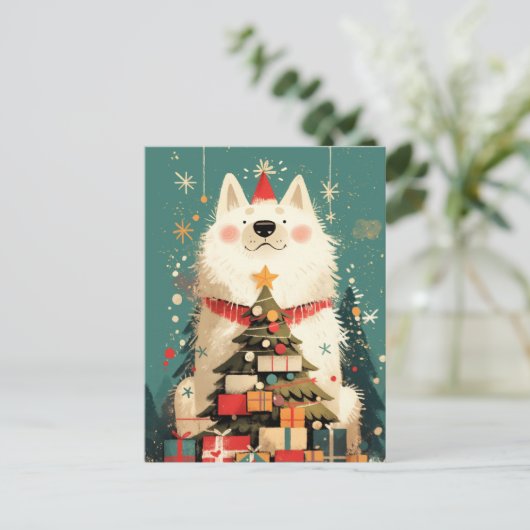 Süßer Samojede-Hund mit Weihnachten (Stehend Vorderseite)