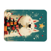 Süßer Samojede-Hund mit Weihnachten Magnet (Horizontal)
