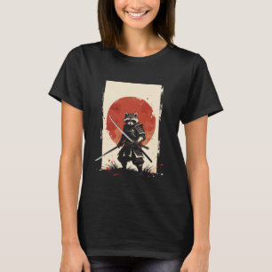 Süßer Samurai-Waschbär-Krieger Japan Sonne Katana T-Shirt