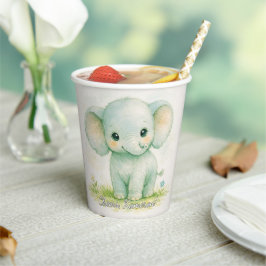 Süßer sanfter Riesen-Elefanten-Aquarell-Baby-Party Pappbecher