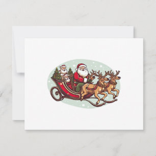 Süßer Santa auf Reisen mit Zug, der an den Zügeln Dankeskarte