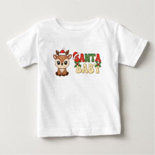 Süßer Santa-Babyhirsch Baby T-shirt