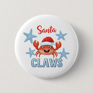 Süßer Santa Claws Lustiger Weihnachtskrebs Feierta Button