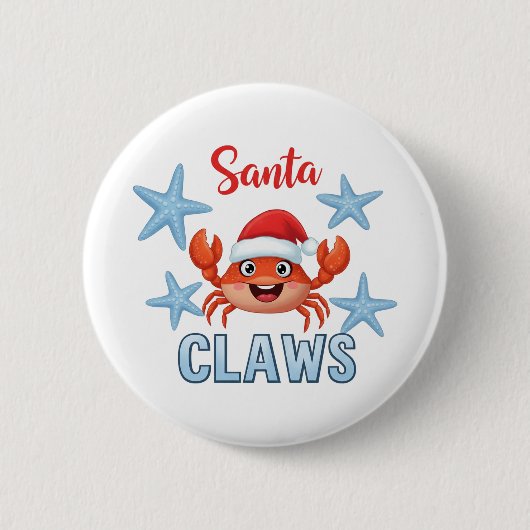 Süßer Santa Claws Lustiger Weihnachtskrebs Feierta Button (Vorderseite)